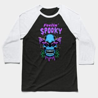 Feelin Spooky Psychedelic mushroom skull Halloween Baseball T-Shirt